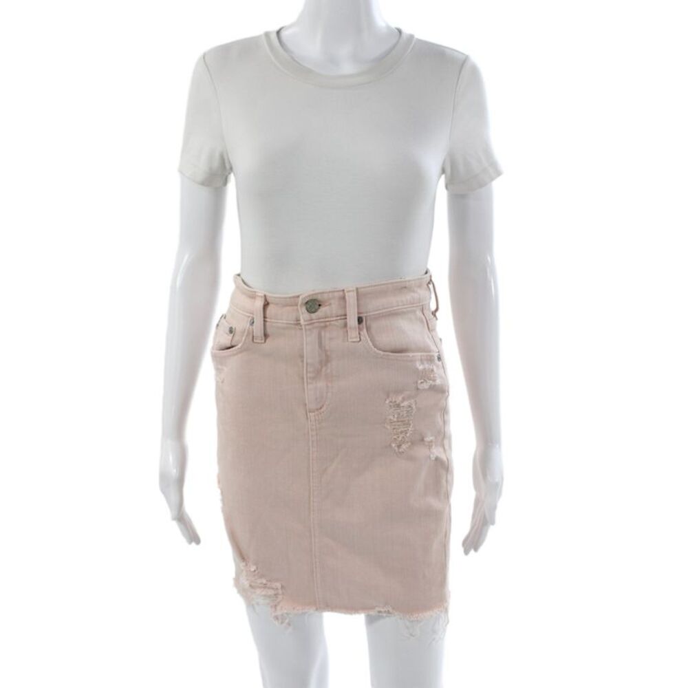 AG-ED Denim Womens Pink Designer Cotton Mini Skirt Button Size 26